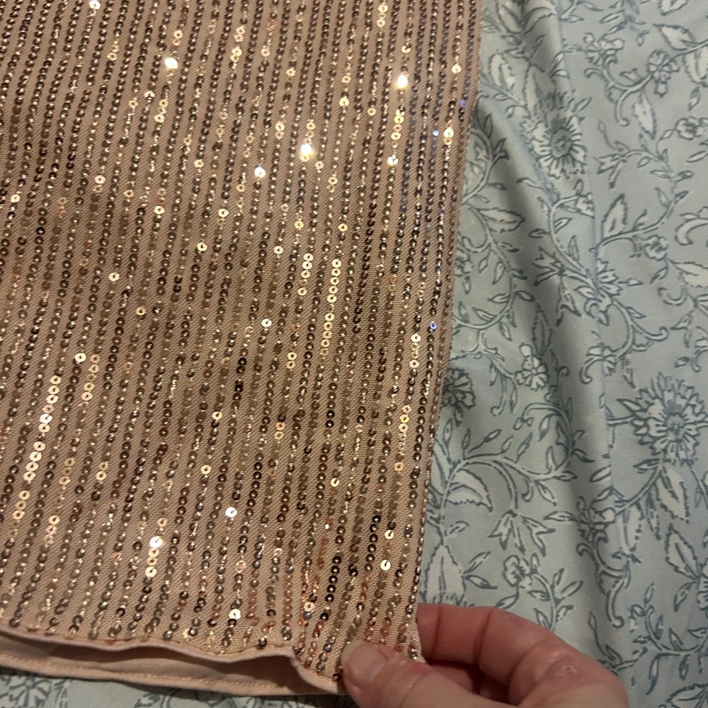 One-Shoulder Pink with Rose GoldSequin Party Dress - Picture 6 of 11